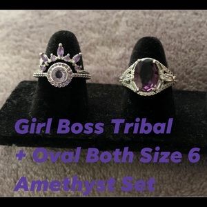 Girl Boss Amethyst Rhodium Rings 6